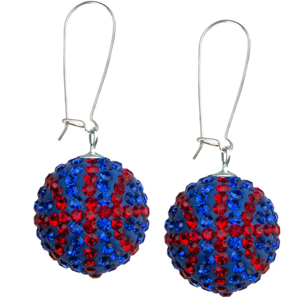 Game Time Bling Basketball Earrings - Sapphire/Light Siam - Sold By The Pair - Pair