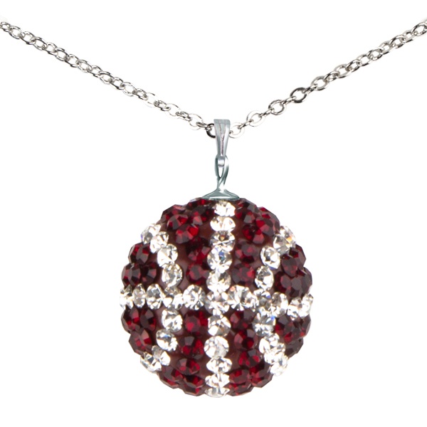 Game Time Bling Mini Basketball Necklace - Siam/Crystal