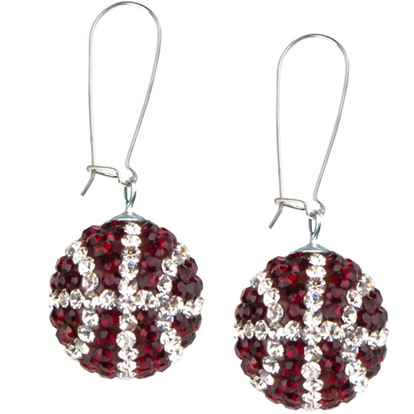 Game Time Bling Basketball Earrings - Siam/Crystal - Sold By The Pair - Pair