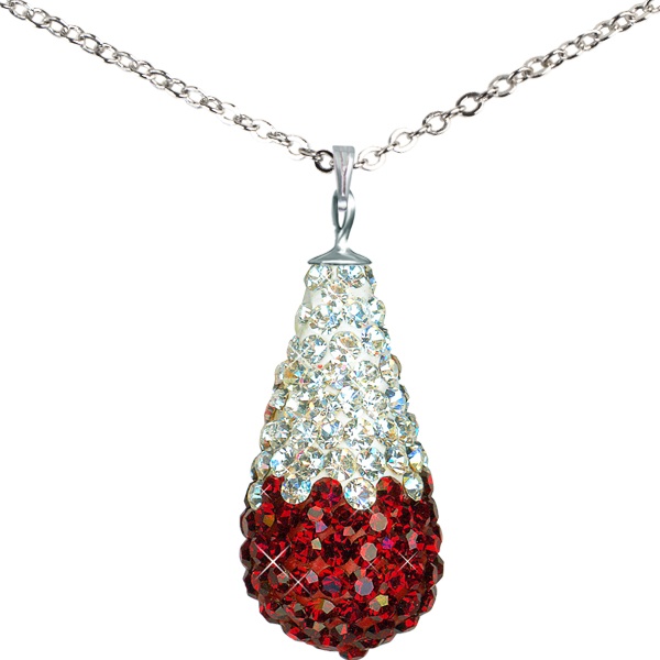 Game Time Bling 11X22mm Teardrop Necklace - 18" - Siam/Crystal