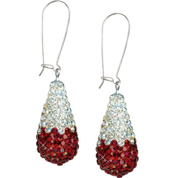 Game Time Bling 11X22mm Teardrop Earrings - Siam/Crystal - Sold By The Pair - Pair