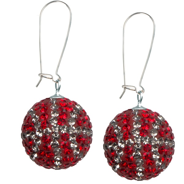 Game Time Bling Basketball Earrings - Light Siam/Black Diamond - Sold By The Pair - Pair