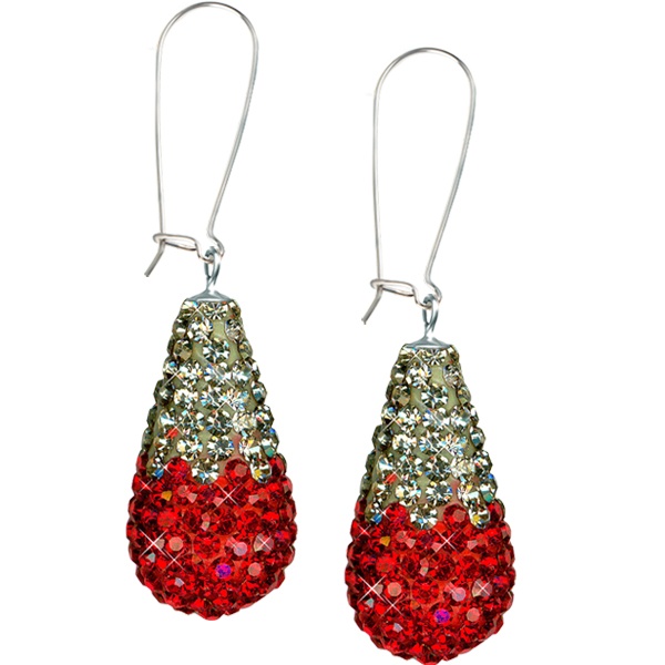 Game Time Bling 11X22mm Teardrop Earrings - Light Siam/Black Diamond - Sold By The Pair - Pair