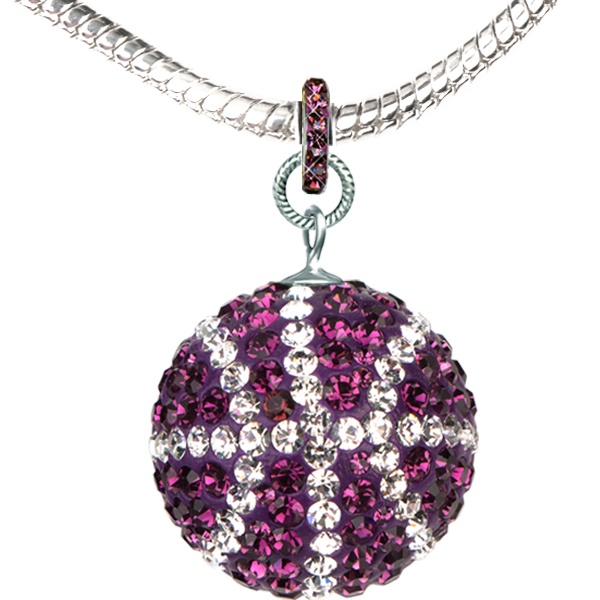 Game Time Bling Large Basketball Necklace - Amethyst/Crystal