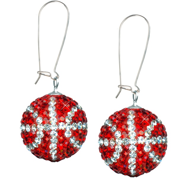 Game Time Bling Basketball Earrings - Light Siam/Crystal - Sold By The Pair - Pair