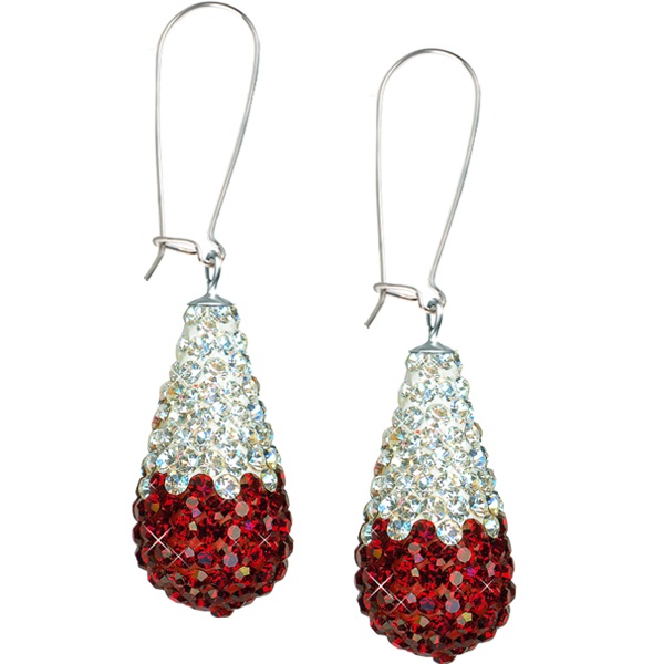Game Time Bling 11X22mm Teardrop Earrings - Light Siam/Crystal - Sold By The Pair - Pair