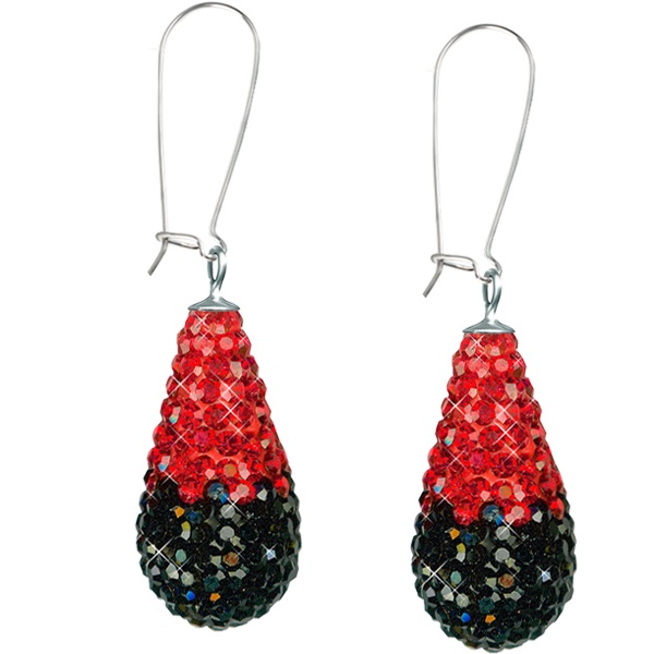 Game Time Bling 11X22mm Teardrop Earrings - Light Siam/Jet - Sold By The Pair - Pair