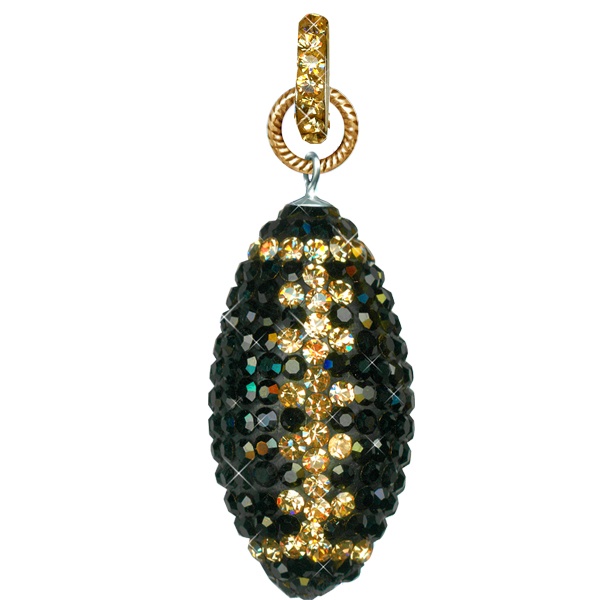 Game Time Bling Large Football Pendant With Pave Ring - Jet/Light Colorado Topaz