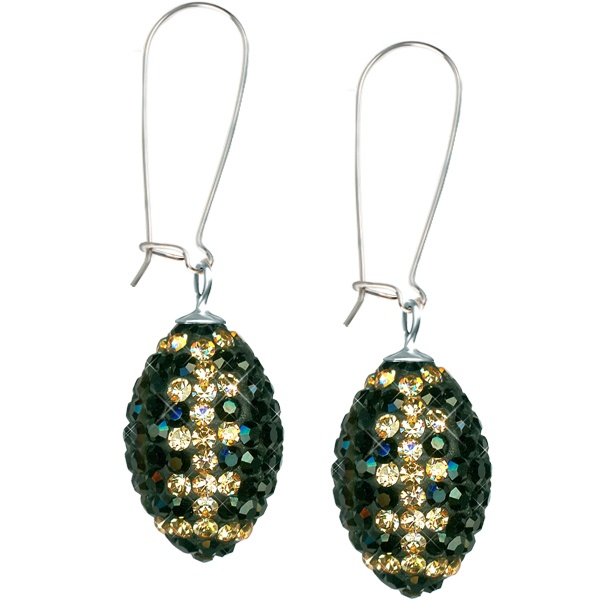 Game Time Bling Football Earrings - Jet/Light Colorado Topaz - Sold By The Pair - Pair