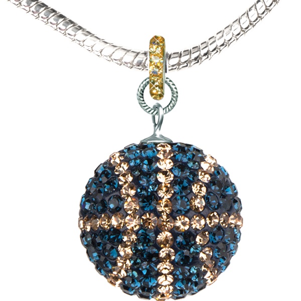 Game Time Bling Large Basketball Necklace - Montana/Light Colorado Topaz