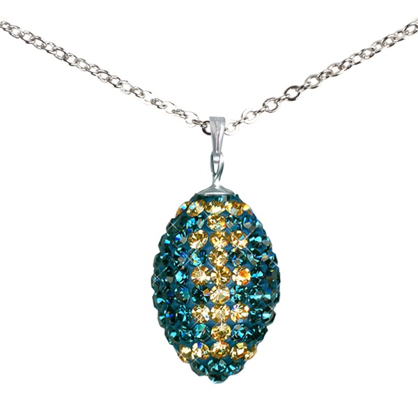 Game Time Bling Mini Football Necklace - 18" - Montana/Light Colorado Topaz