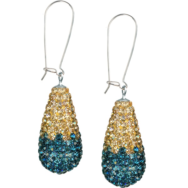 Game Time Bling 11X22mm Teardrop Earrings - Montana/Light Colorado Topaz - Sold By The Pair - Pair