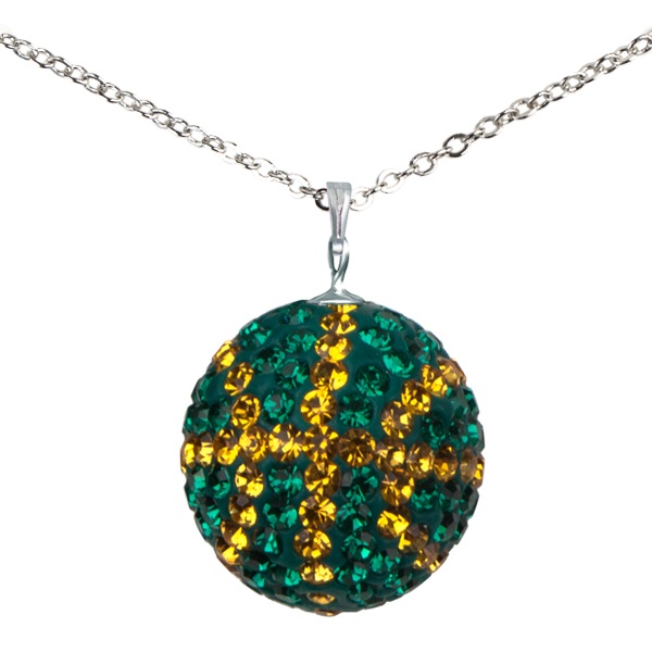 Game Time Bling Mini Basketball Necklace - Emerald/Topaz