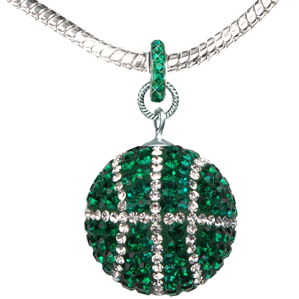 Game Time Bling Large Basketball Necklace - Emerald/Crystal
