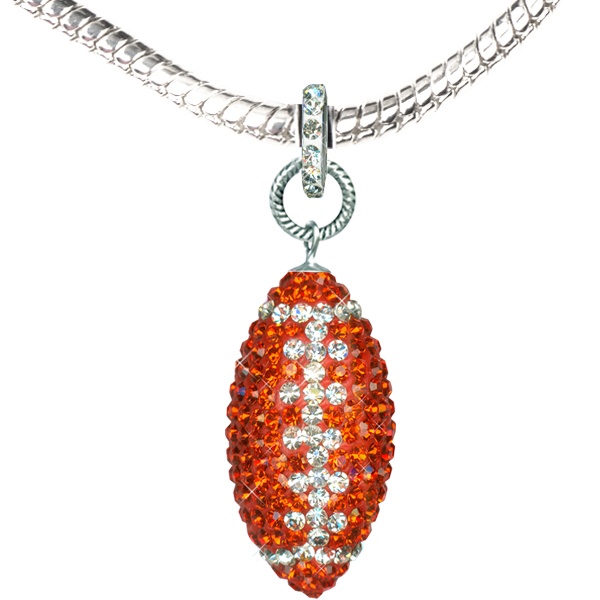 Game Time Bling Large Football Necklace - 18" - Hyacinth/Crystal