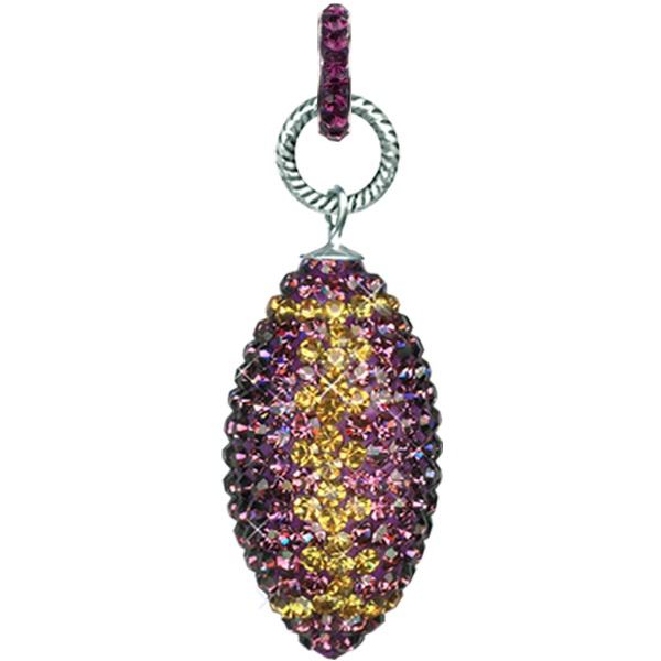 Game Time Bling Large Football Pendant With Pave Ring - Amethyst/Light Colorado Topaz