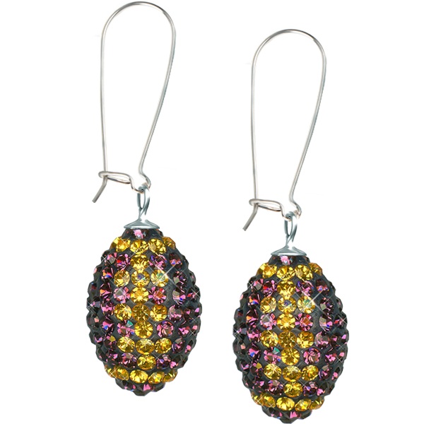 Game Time Bling Football Earrings - Amethyst/Light Colorado Topaz - Sold By The Pair - Pair