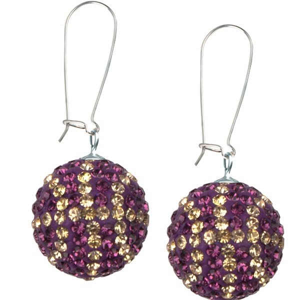 Game Time Bling Basketball Earrings - Amethyst/Light Colorado Topaz - Sold By The Pair - Pair