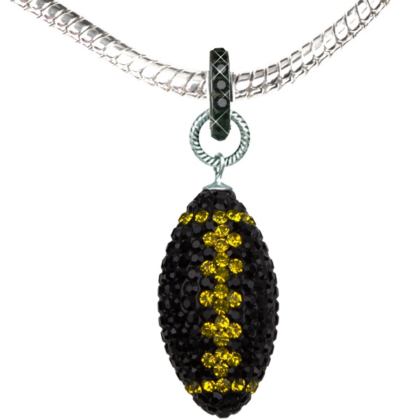 Game Time Bling Large Football Necklace - 18" - Jet/Citrine