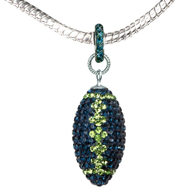 Game Time Bling Large Football Necklace - 18" - Montana/Peridot