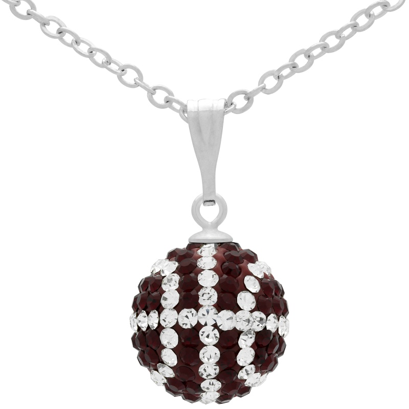 Game Time Bling Large Basketball Necklace - Siam/Jet/Crystal