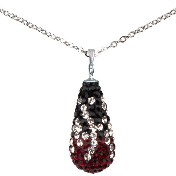 Game Time Bling 11X22mm Teardrop Necklace - 18" - Siam/Jet/Crystal