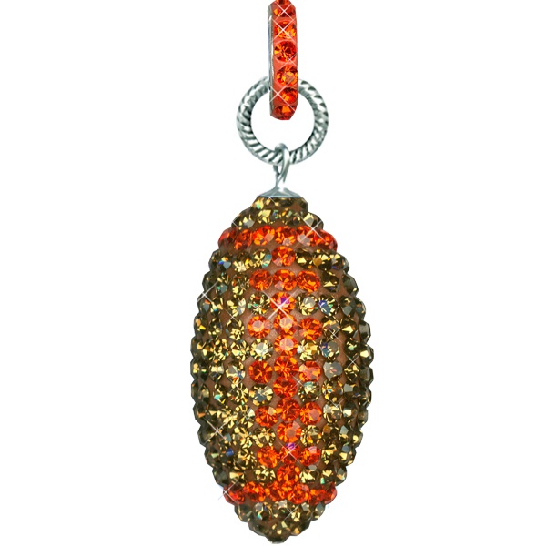 Game Time Bling Large Football Pendant With Pave Ring - Smoky Topaz/Hyacinth