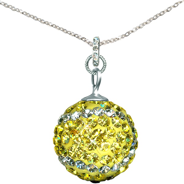 Game Time Bling Tennis Ball Necklace - 18" - Citrine/Crystal