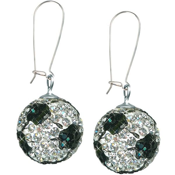 Game Time Bling Soccer Ball Earrings - Crystal/Jet - Sold By The Pair - Pair
