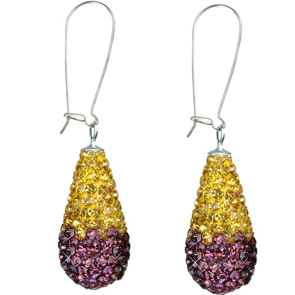 Game Time Bling 11X22mm Teardrop Earrings - Amethyst/Topaz - Sold By The Pair - Pair
