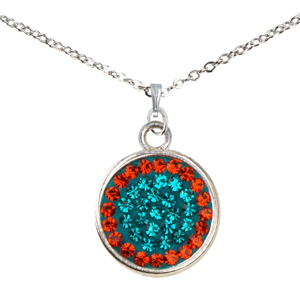 Game Time Bling Circular Dangle Necklace - Blue Zircon/Hyacinth