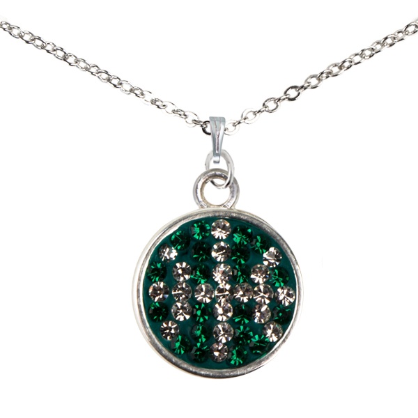 Game Time Bling Basketball Dangle Necklace - Emerald/Crystal
