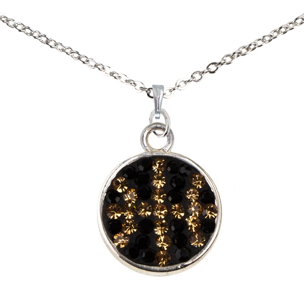 Game Time Bling Basketball Dangle Necklace - Jet/Light Colorado Topaz