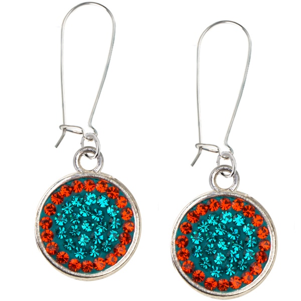Game Time Bling Circular Dangle Earrings-Pair - Blue Zircon/Hyacinth - Pair