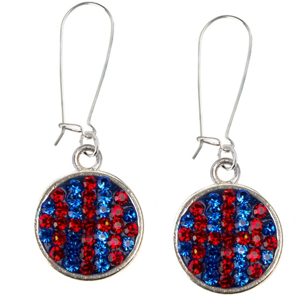 Game Time Bling Basketball Dangle Earrings-Pair - Sapphire/Light Siam - Pair