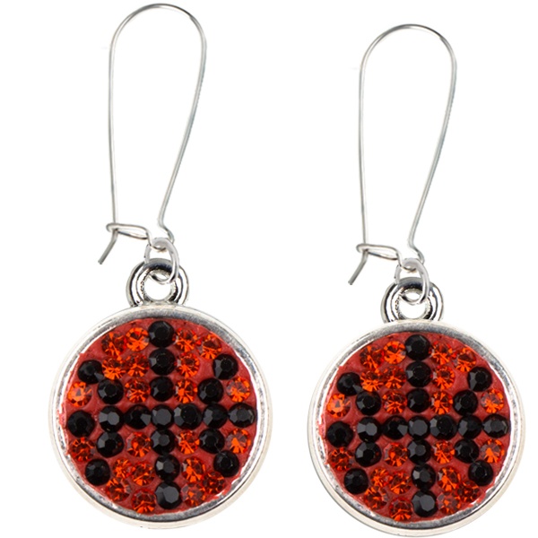 Game Time Bling Basketball Dangle Earrings-Pair - Hyacinth/Jet - Pair