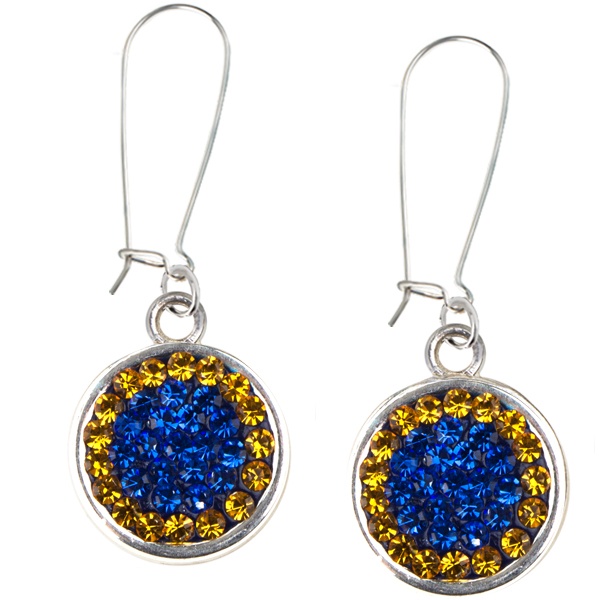Game Time Bling Circular Dangle Earrings-Pair - Sapphire/Topaz - Pair