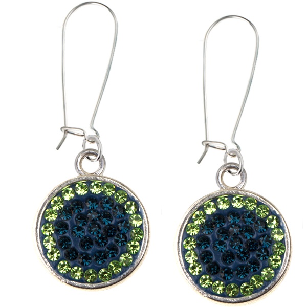 Game Time Bling Circular Dangle Earrings-Pair - Montana/Peridot - Pair