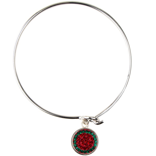 Game Time Bling Circular Dangle Bracelet - Light Siam/Emerald