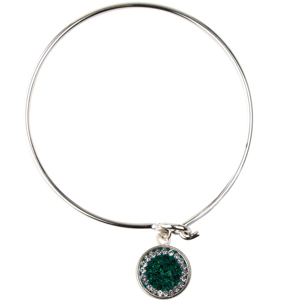 Game Time Bling Circular Dangle Bracelet - Emerald/Crystal