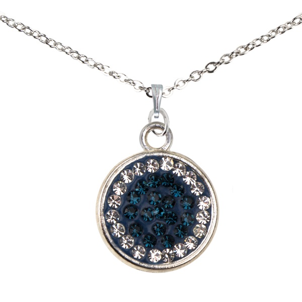 Game Time Bling Circular Dangle Necklace - Montana/Crystal (London Blue/Crystal)