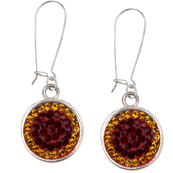 Game Time Bling Circular Dangle Earrings - Siam/Topaz (Ruby/Pumpkin) - Sold By The Pair - Pair
