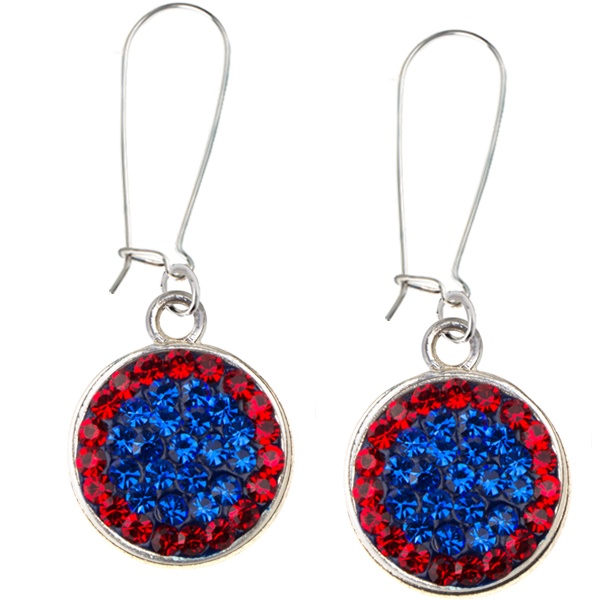 Game Time Bling Circular Dangle Earrings - Sapphire/Light Siam - Sold By The Pair - Pair