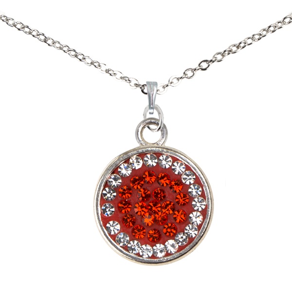 Game Time Bling Circular Dangle Necklace - Light Siam/Crystal (Red/Crystal)