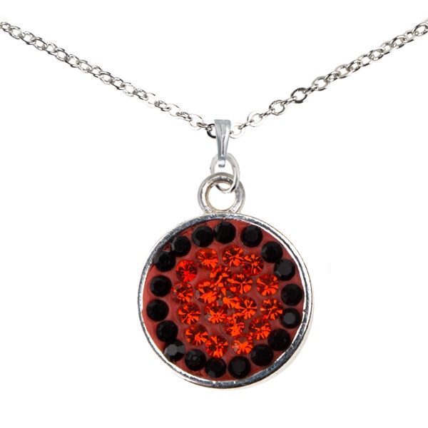 Game Time Bling Circular Dangle Necklace - Light Siam/Jet (Red/Jet)