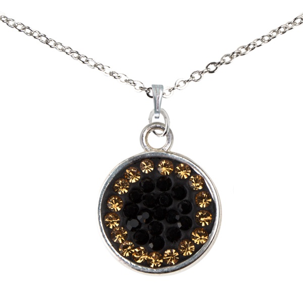 Game Time Bling Circular Dangle Necklace - Jet/Light Colorado Topaz (Jet/Champagne)
