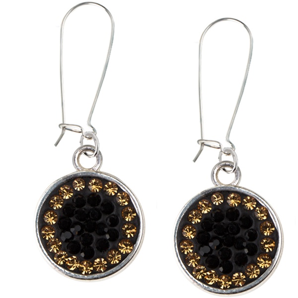 Game Time Bling Circular Dangle Earrings - Jet/Light Colorado Topaz - Sold By The Pair - Pair