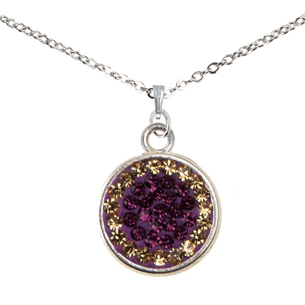 Game Time Bling Circular Dangle Necklace - Amethyst/Light Colorado Topaz (Grape/Champagne)