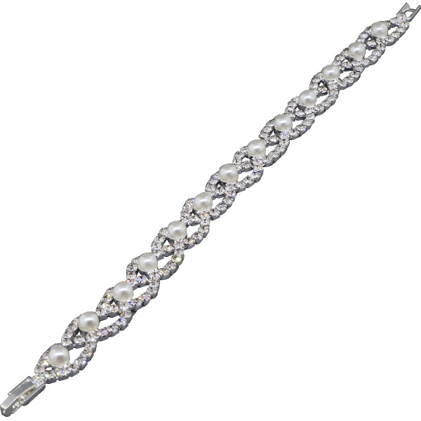 Pearl Accent Rhinestone Tennis Bracelet
