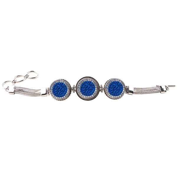 3-Snap Metal Bracelet - Sapphire/Crystal (Periwinkle/Crystal)